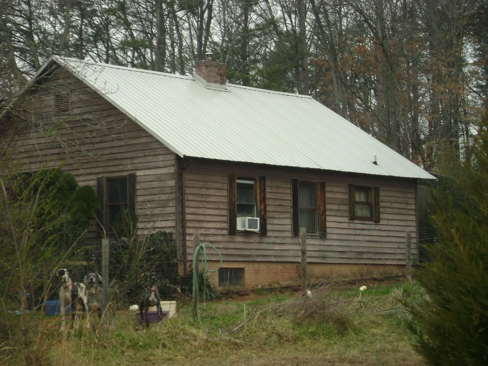 White metal roof on an old wood sided farmhouse, from a Metal Roof Installation job in Ocala